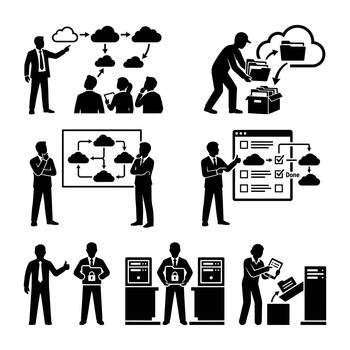 Cloud computing and data management icons vector