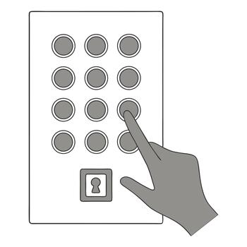 Hand pressing numeric keypad code access vector