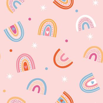 Boho rainbow seamless pattern vector
