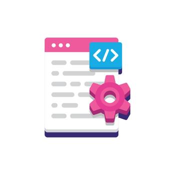 Coding Analytics Icon - Data and Analytics Flat Design for Technology, Database, Server, Chart and Business Intelligence Projects vector