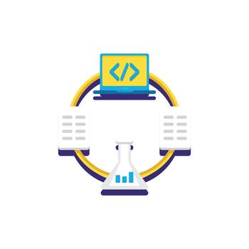 código base de datos icono - datos y analítica plano diseño para tecnología, base de datos, servidor, gráfico y negocio inteligencia proyectos vector