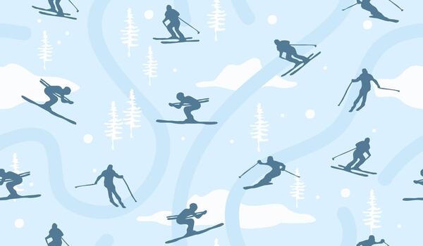 Cute ski pattern background vector