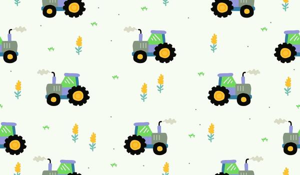 Cute tractor pattern background vector