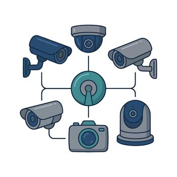Security Camera System Flat Icon vector