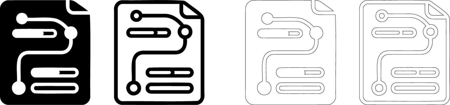 Document flowchart solid icon set. Featuring process maps and data vector