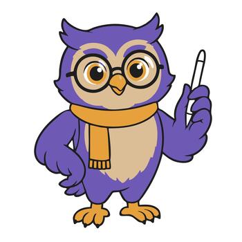 Owl Tutorial Creator Holding a Pointer vector