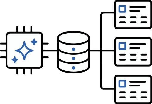 AI data generation icon processor database output datasets vector