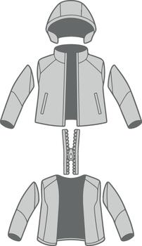 Technical Jacket Exploded View Components Illustration vector