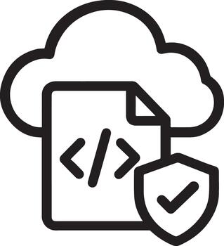 Secure Cloud Code Signing Line Icon vector