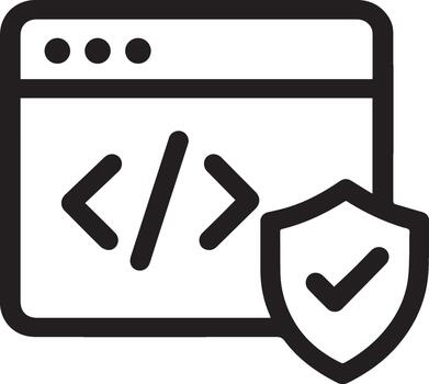 Secure Code Signing Browser Line Icon vector