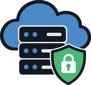 Secure Cloud Server Data Protection Icon vector