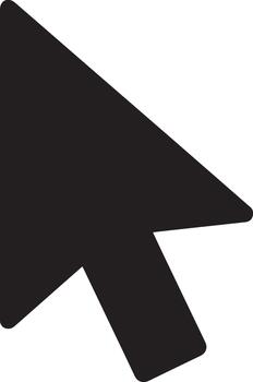 Solid black cursor arrow icon digital interface vector