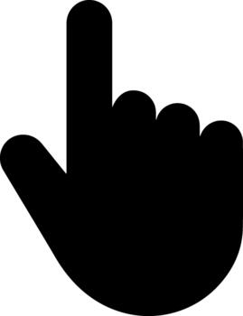 Solid pointing hand cursor icon web click action vector