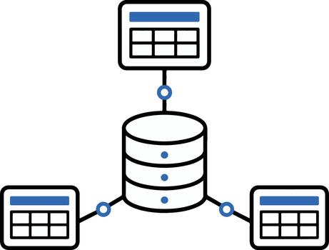 Database replication icon arrows duplicated datasets vector