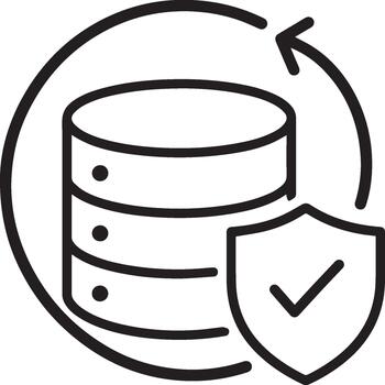 Data backup security icon database shield circular arrow vector