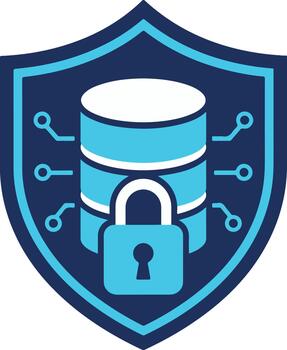Database security shield icon protected data storage vector