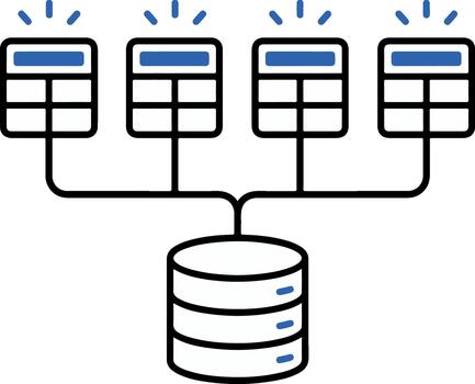Database distribution icon multiple generated data tables vector