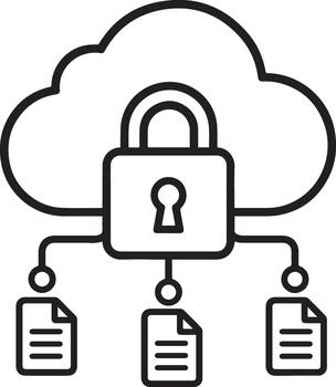 nube datos seguridad icono bloquear conectado documentos vector