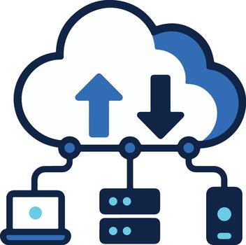 Cloud computing icon devices data transfer arrows vector