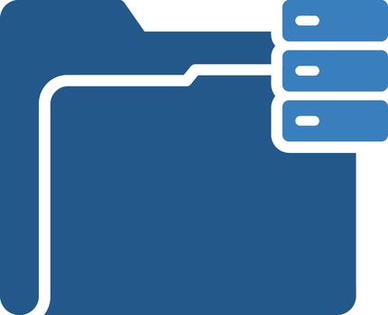 carpeta conectado a servidor base de datos icono para nube almacenamiento vector