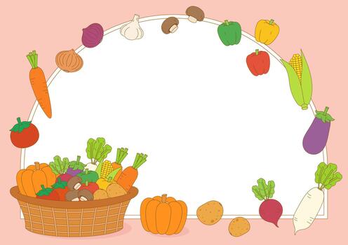 vegetable basket rectangle frame vector
