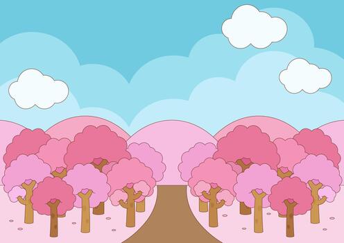 spring forest scenery rectangle background vector