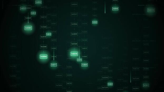 Abstract Digital Code Stream and Hexadecimal Data Processing Background video