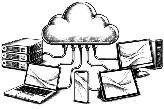 Engraved Cloud Computing Network vector