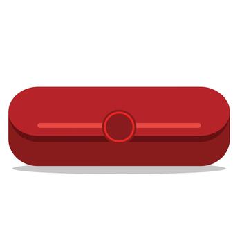 rojo rectangular electrónico dispositivo con circular botón. vector