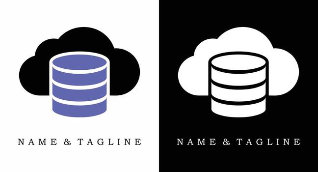 Cloud data storage server database logo with database icon vector