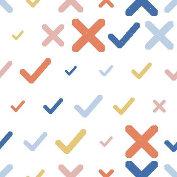 Checkmark Cross Pixel Pattern vector