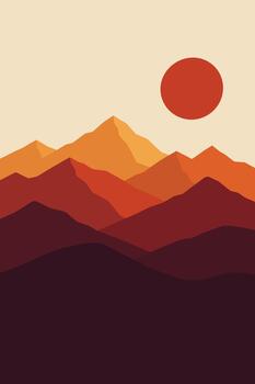 angular montaña puesta de sol paisaje vector