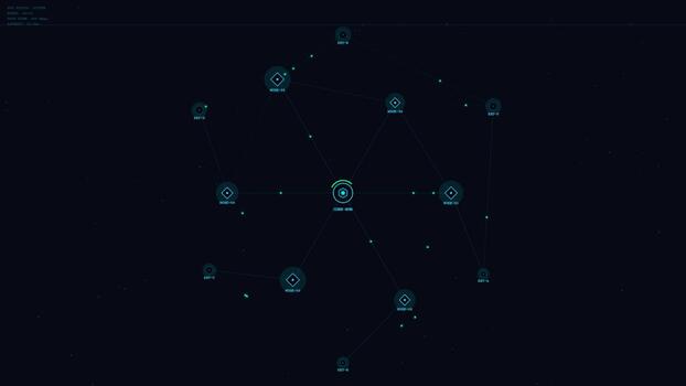 Cybersecurity Data Visualization Digital Network Node Interface HUD video