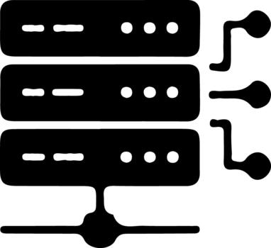 Server rack icon representing cloud computing and data storage network technology vector