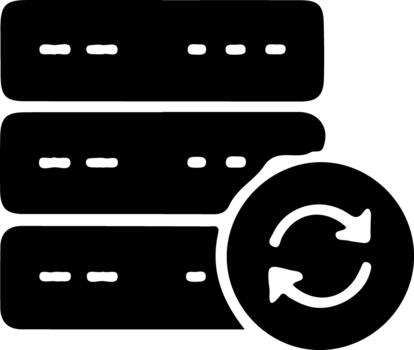 Database Server Synchronization Icon Showing Data Refresh and Update Process vector