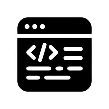 Browser window programming code icon symbol for software development vector