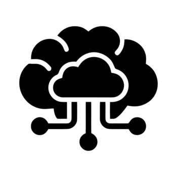 Brain cloud computing network icon symbol for artificial intelligence data vector