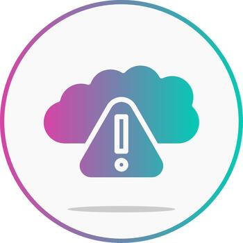 advertencia nube informática glifo degradado diseño icono nube advertencia vector