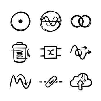Quantum Computing Line Icon Set vector