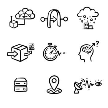 Edge Computing Network Line Icon Set vector