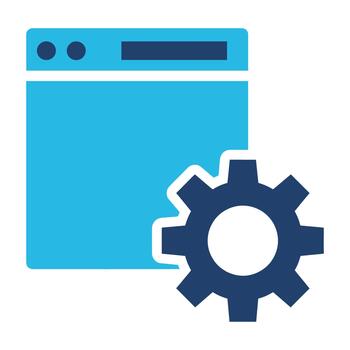 Digital browser window configuration icon representing software optimization vector