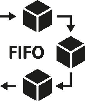 FIFO first in first out data processing queue with elements flowing in sequence vector