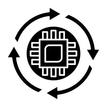 Process Auto Loop Glyph Icon vector
