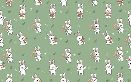 Cute Easter Bunny Spring Pattern vector