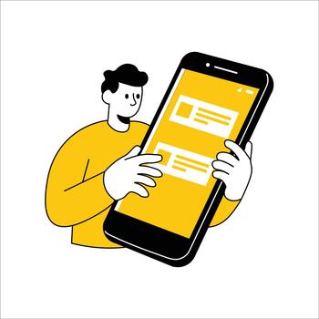 Man Using Smartphone App Interface vector