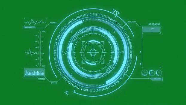 Rotating digital interface with binary code overlay video