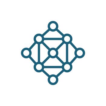 Geometric network node icon representing connectivity. vector