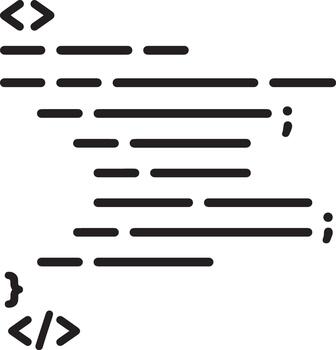 black programming code snippet icon on white background vector