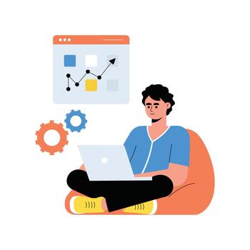 Developer Optimizing Flat Style Design illustration. vector