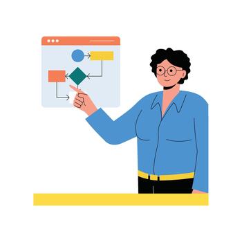 Explaning Algorithm Flat Style Design illustration. vector